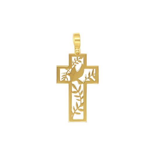 TAUBE VON FRIEDEN - KREUZ ANHÄNGER - VERGOLDETES SILBER