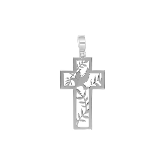 TAUBE VON FRIEDEN - KREUZ ANHÄNGER - SILBER