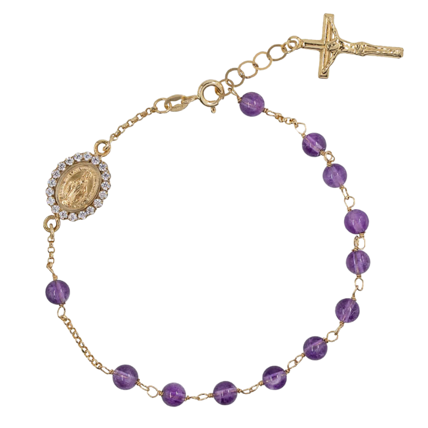 ROSENKRANZ-ARMBAND - GOLD UND AMETHYST