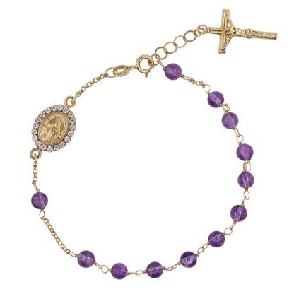 ROSENKRANZ-ARMBAND - GOLD UND AMETHYST
