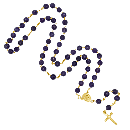 AMETHYST ROSENKRANZ PERLEN - GOLD