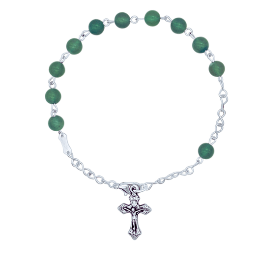 ROSENKRANZ-ARMBAND GRÜN STONES - METALL