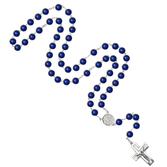 LAPIS LAZULI PERLEN - ROSENKRANZ - SILBER
