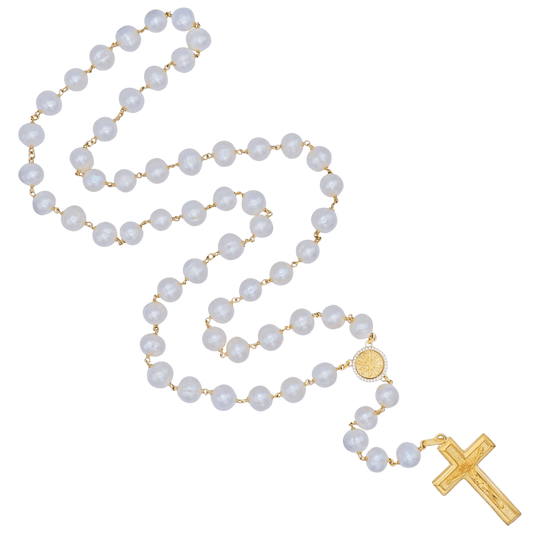 GROSS PERLE PERLEN ROSENKRANZ - VERMEIL-SILBER