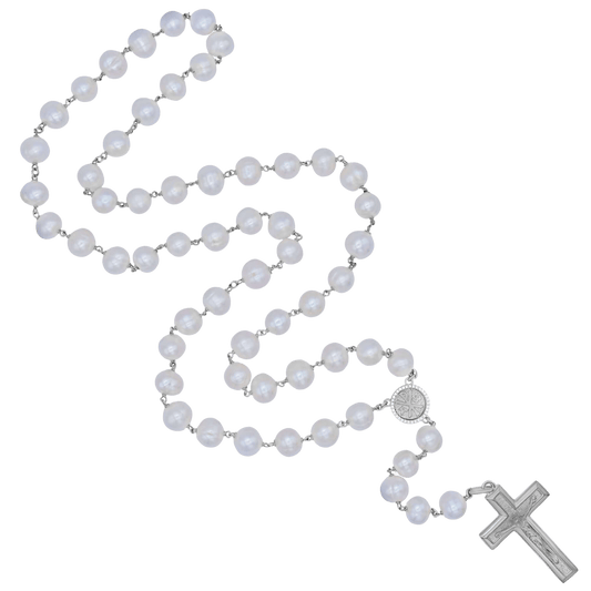 GROSS PERLE PERLEN ROSENKRANZ - SILBER
