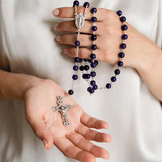 AMETHYST PERLEN ROSENKRANZ - METALL