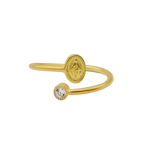 WUNDERTÄTIG MEDAILLE MIT ZIRKONIA DOT - RING - VERMEIL-SILBER