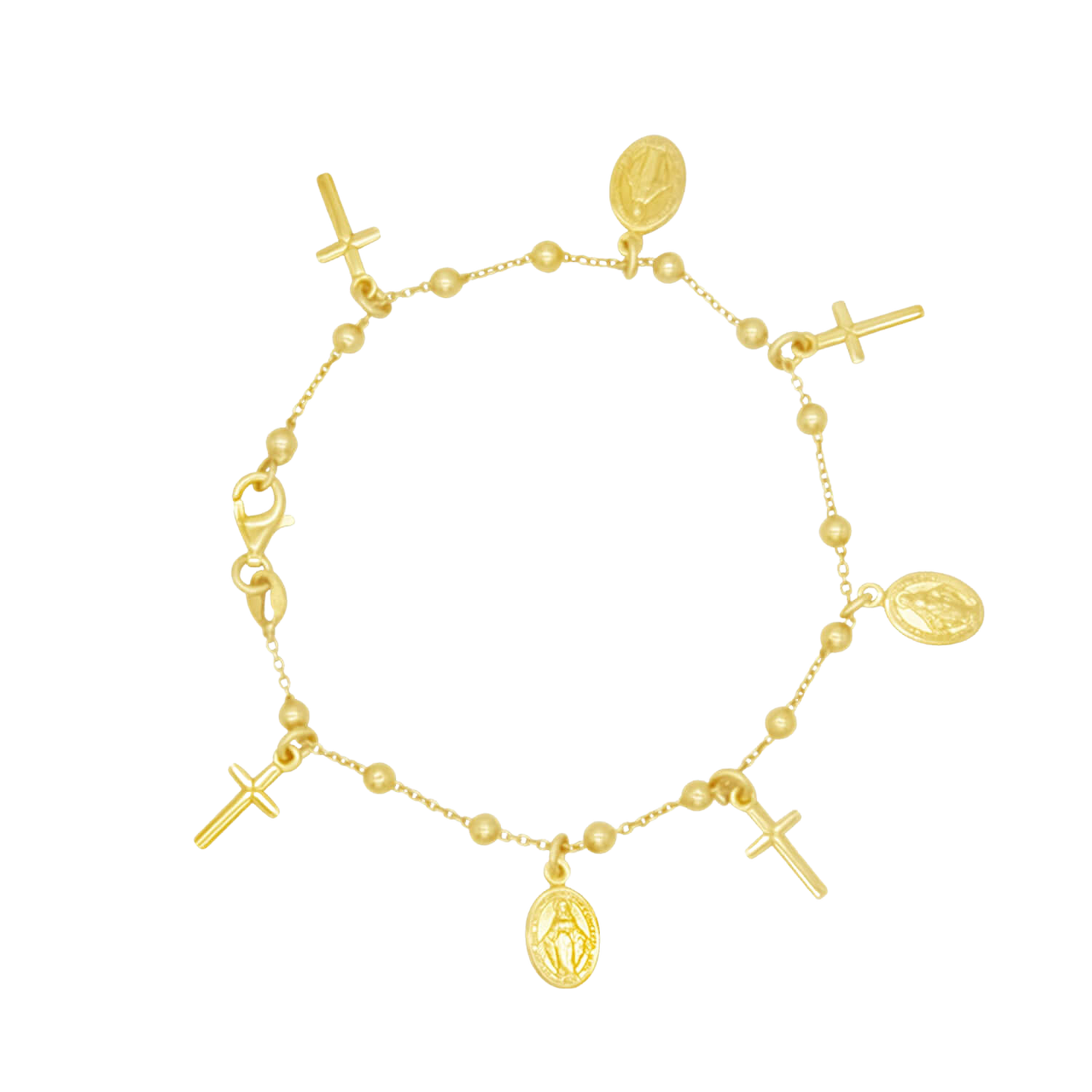 WUNDERTÄTIG MEDAILLE UND KREUZ CHARMS - ARMBAND - VERGOLDETES SILBER