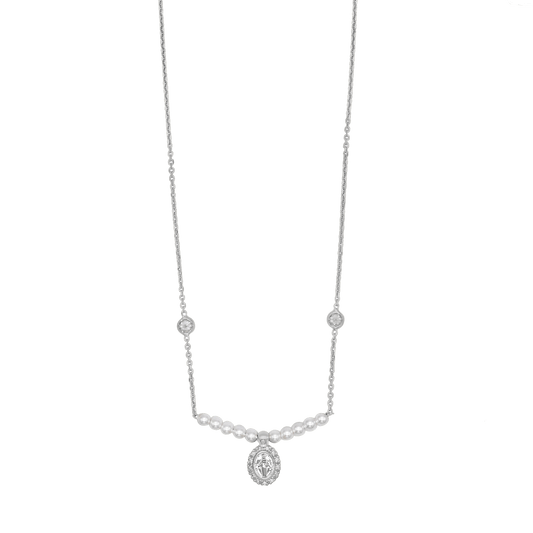 WUNDERTÄTIG MEDAILLE HALSKETTE - SILBER UND PERLEN