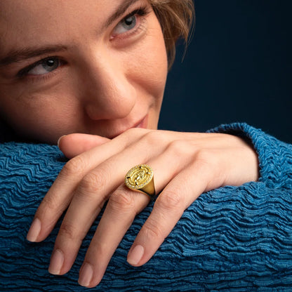 WUNDERTÄTIG MEDAILLE - RING - VERGOLDETES SILBER