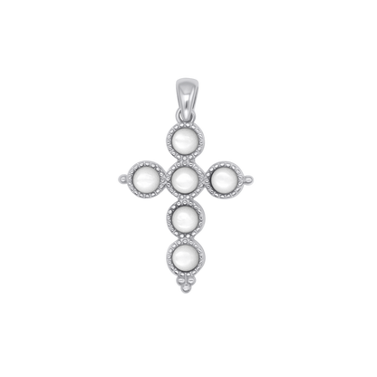 MUTTER VON PERLE KREUZ ANHÄNGER - SILBER