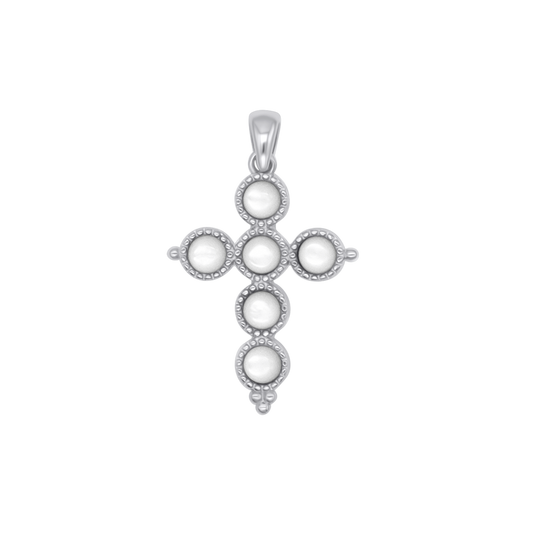 MUTTER VON PERLE KREUZ ANHÄNGER - SILBER