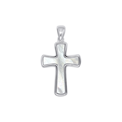 MUTTER VON PERLE KREUZ ANHÄNGER - SILBER