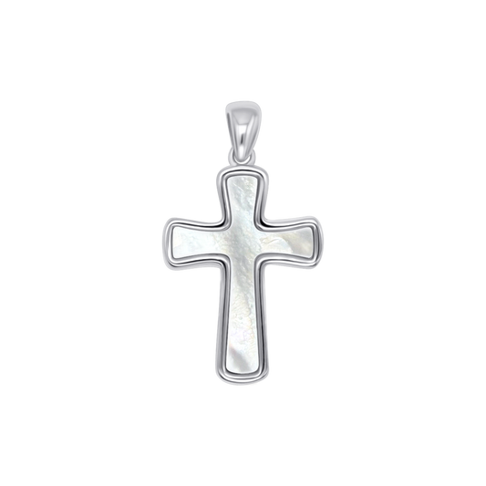 MUTTER VON PERLE KREUZ ANHÄNGER - SILBER