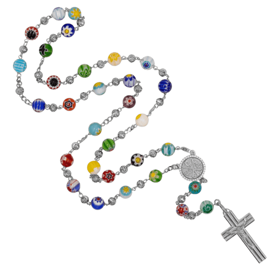 MURRINA GLAS PERLEN - ROSENKRANZ - SILBER