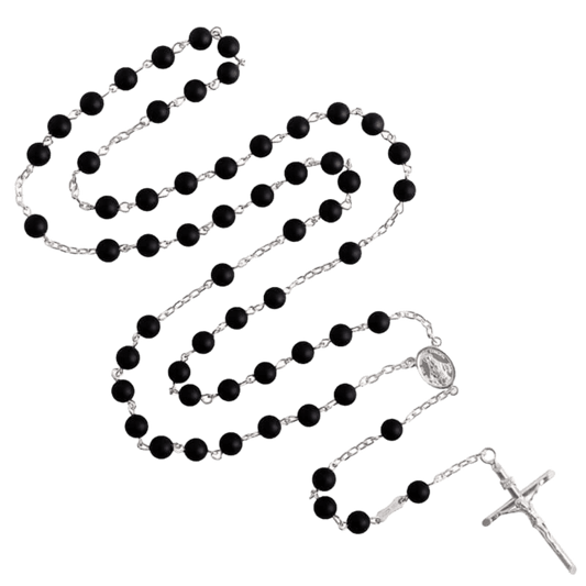 ONYX PERLEN ROSENKRANZ - SILBER