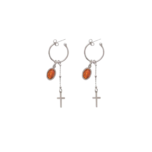 ORANGE WUNDERTÄTIG MEDAILLE - HOOP OHRRINGE - SILBER