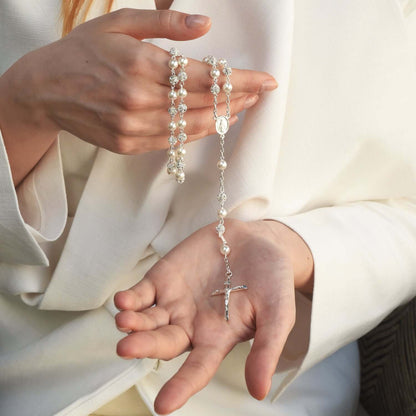 STRASSBALL UND PERLE PERLEN ROSENKRANZ - SILBER