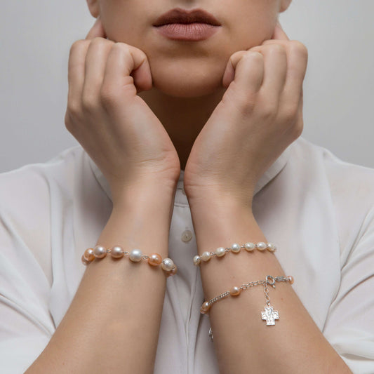 PERLE ROSENKRANZ-ARMBAND - SILBER