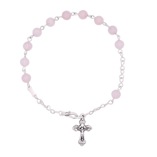 ROSA QUARTZ ROSENKRANZ-ARMBAND - METALL