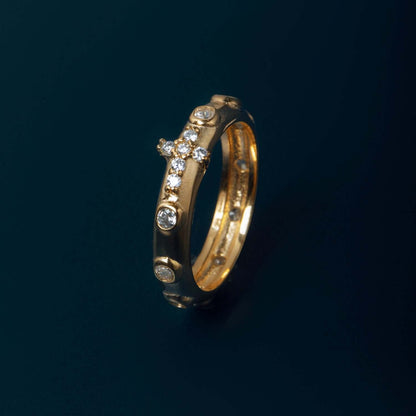 ROSENKRANZ RING - ZIRKONIA - VERMEIL-SILBER