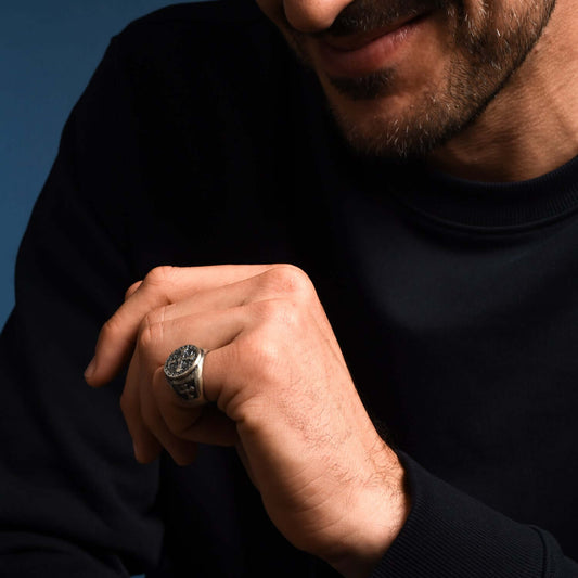 HEILIGER BENEDICT MEDAILLE RING - SILBER