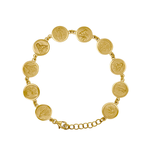 CATHOLIC MEDAILLEN ARMBAND - VERGOLDETES SILBER