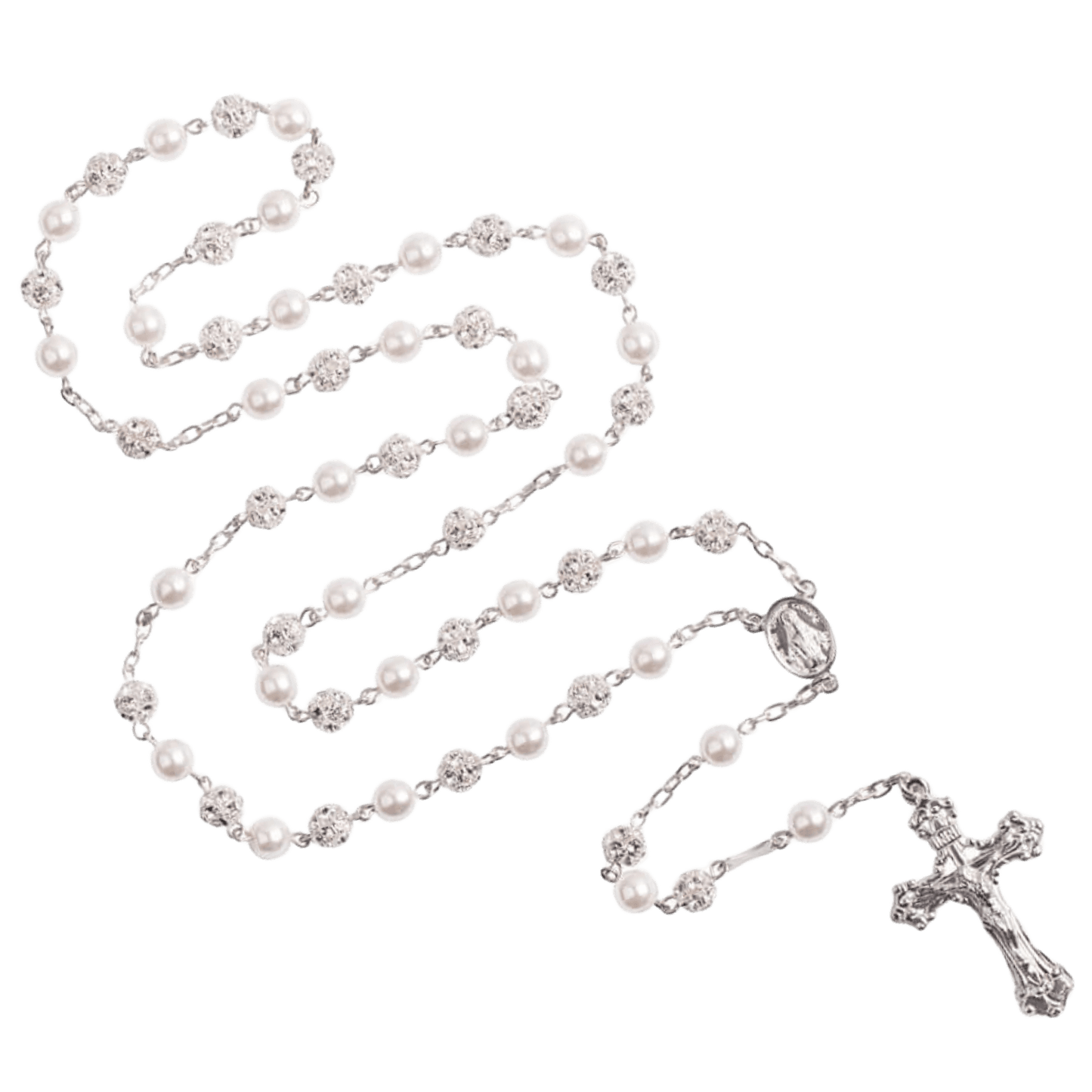 STRASSBALL UND PERLE PERLEN ROSENKRANZ - SILBER