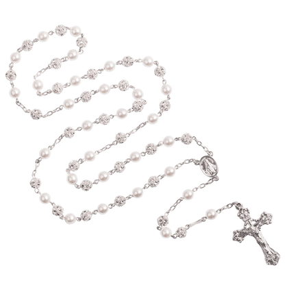 STRASSBALL UND PERLE PERLEN ROSENKRANZ - SILBER