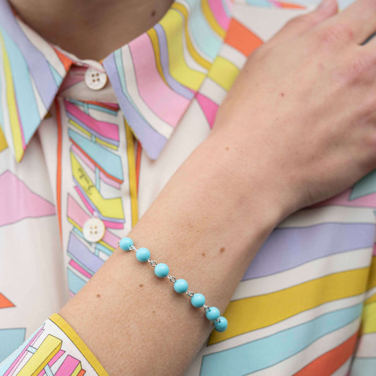 ROSENKRANZ-ARMBAND TURQUOISE - SILBER