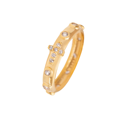 ROSENKRANZ RING - ZIRKONIA - VERMEIL-SILBER