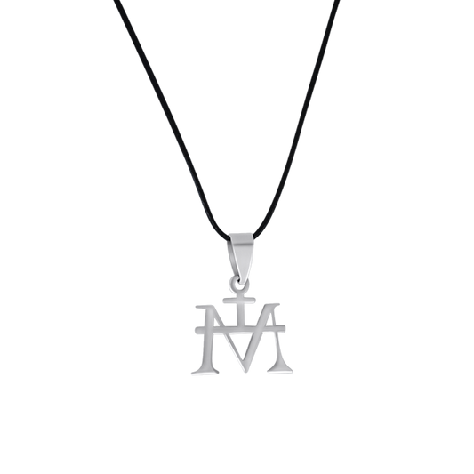 JUNGFRAU MARIA MONOGRAM - RUBBER CORD UND STEEL - HALSKETTE