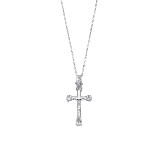DIAMANT KRUZIFIX - HALSKETTE - WEISSGOLD