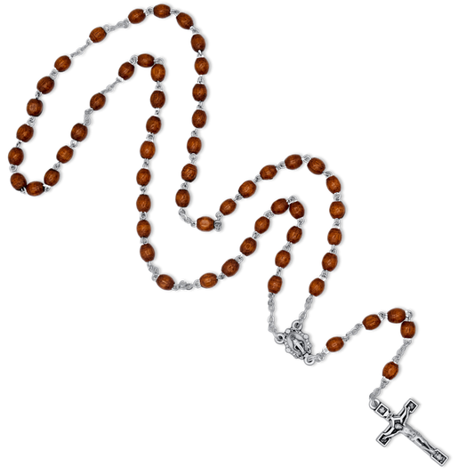 HÖLZERN PERLEN ROSENKRANZ- METALL