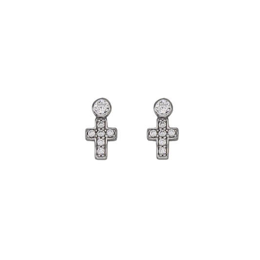 KREUZ OHRRINGE - SILBER UND ZIRKONIA