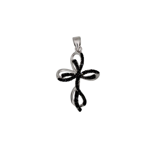 KREUZ ANHÄNGER - SILBER UND SCHWARZ ZIRKONIA