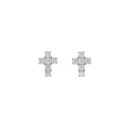 KREUZ - OHRRINGE - SILBER UND ZIRKONIA